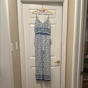 Bohemian Blue and White Paisley Jumpsuit